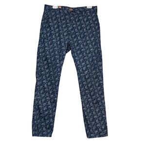 Dockers Alpha Slouch Mens 30x28 Navy Blue Paisley Print Cotton Khaki Chino Pants